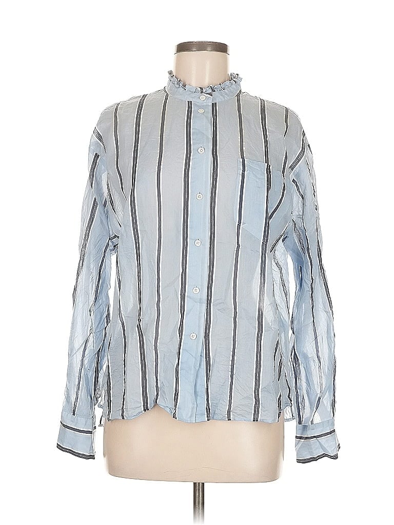 Pre-owned Reiss Long Sleeve Blouse In Silver