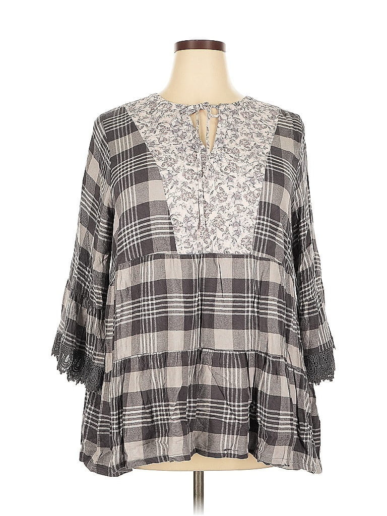 Pre-owned Cupio 3/4 Sleeve Blouse In Gray