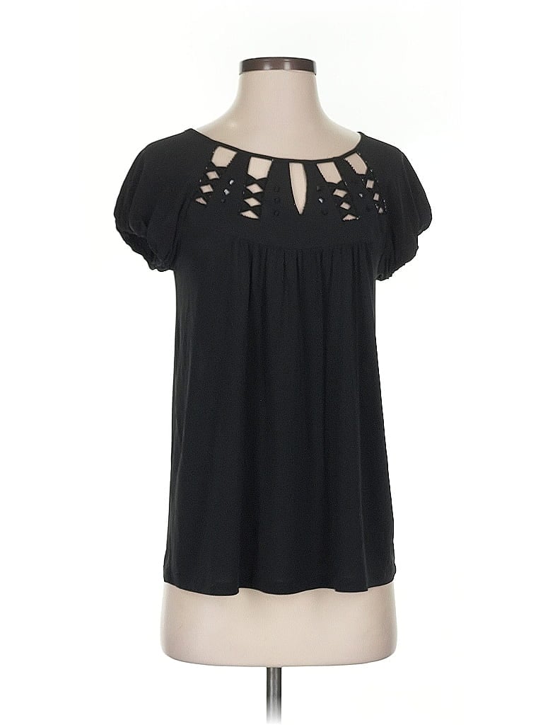 Pre-owned Bcbgmaxazria Short Sleeve Blouse In Black