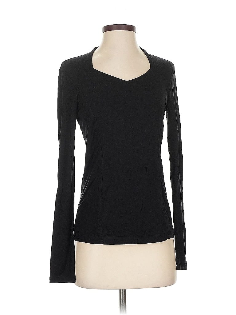 Pre-owned Grace Long Sleeve Top Black Scoop Neck Tops