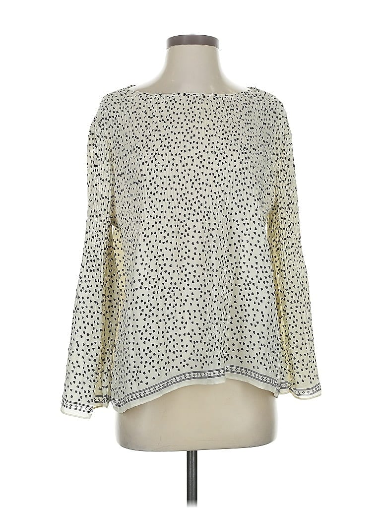 Pre-owned Max Studio Long Sleeve Blouse In White