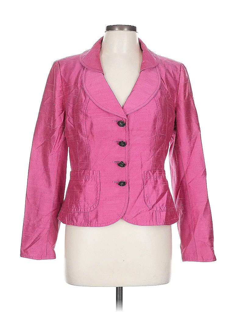 Pre-owned Kay Unger Silk Blazer Jacket In Pink