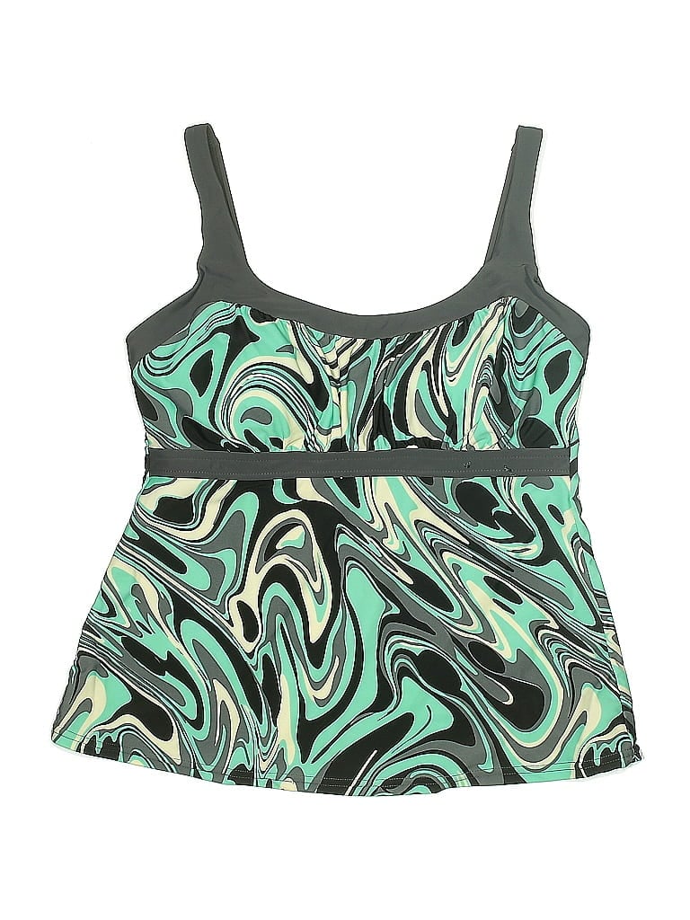 Pre-owned Zeroxposur Swimsuit Top Green Paisley Pattern Swimwear