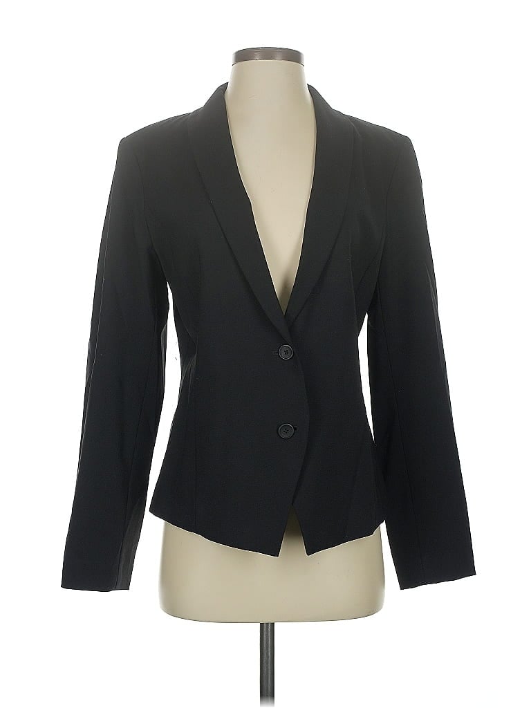 Pre-owned Eileen Fisher Wool Blazer Jacket In Black