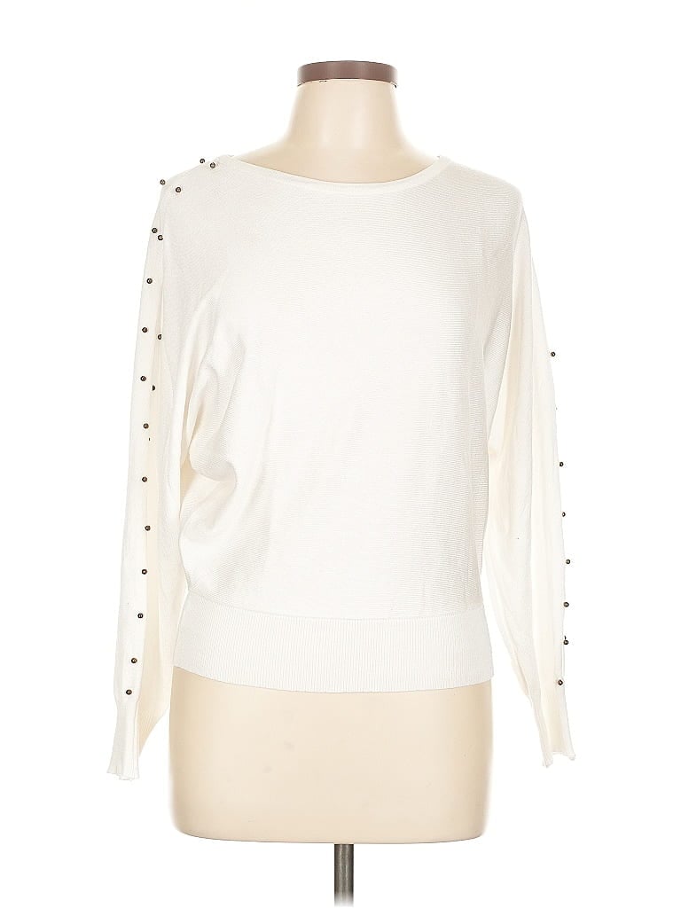 Click to view more detailed imagery on our partner's website Pre-owned Carmen Marc Valvo Long Sleeve Top Ivory Boatneck Tops In White