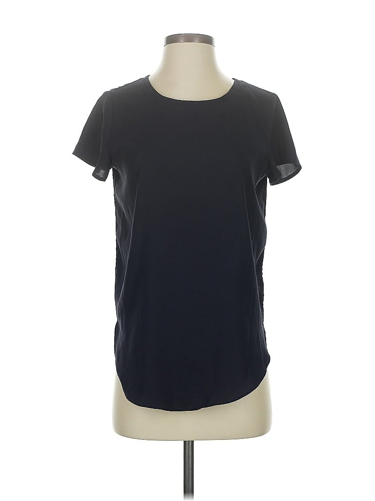 Pre-owned Ann Taylor Short Sleeve Top Black Crew Neck Tops