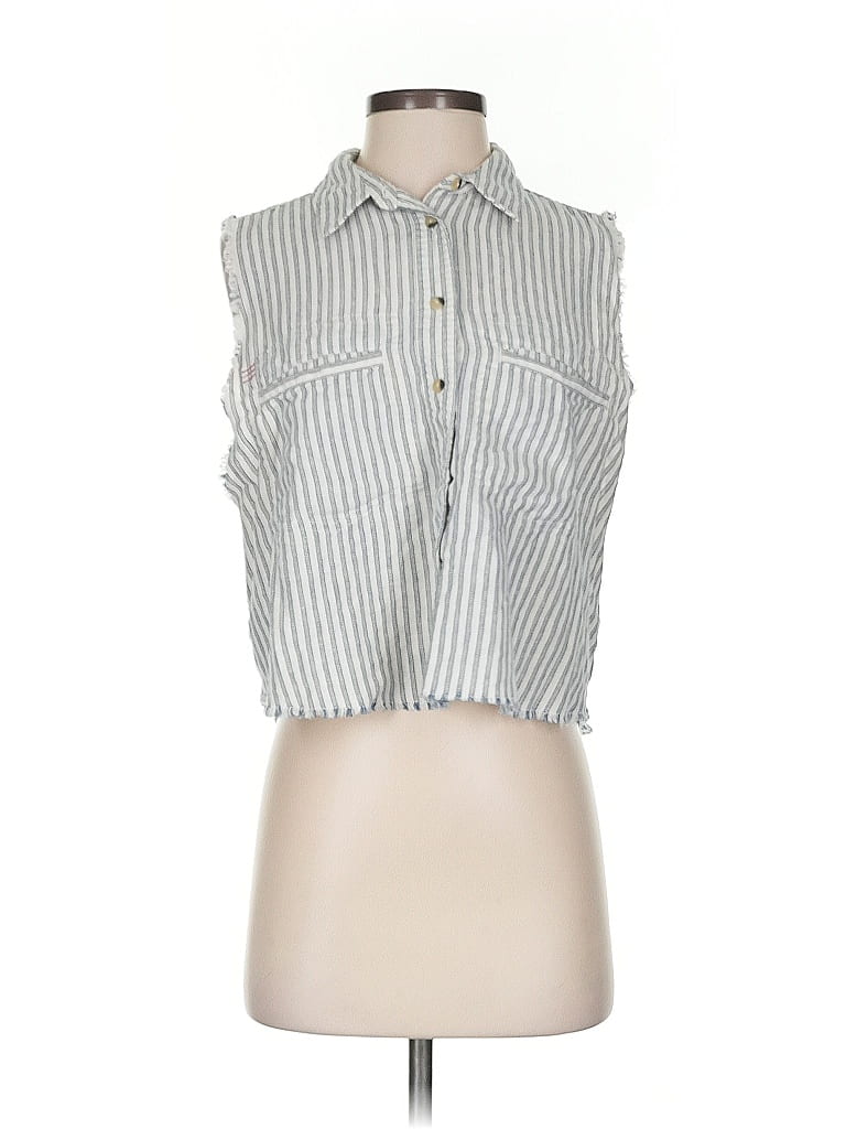 Pre-owned Bdg Sleeveless Button Down Shirt In Gray