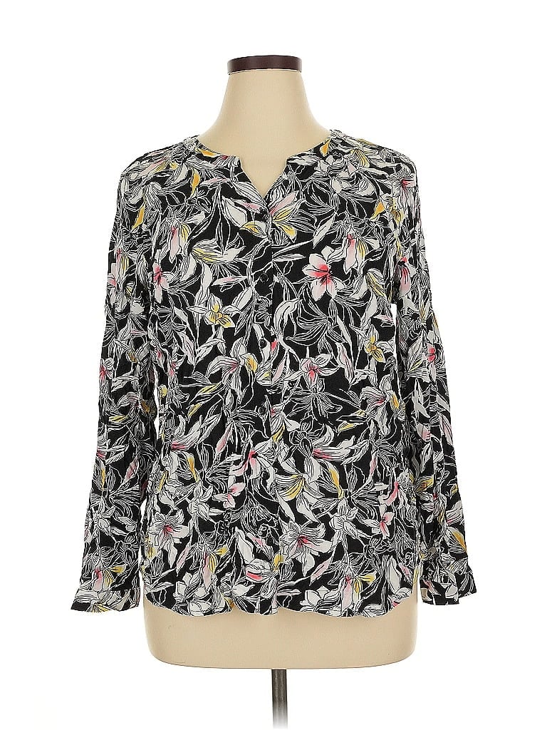 Pre-owned Christopher & Banks Long Sleeve Blouse In Gray