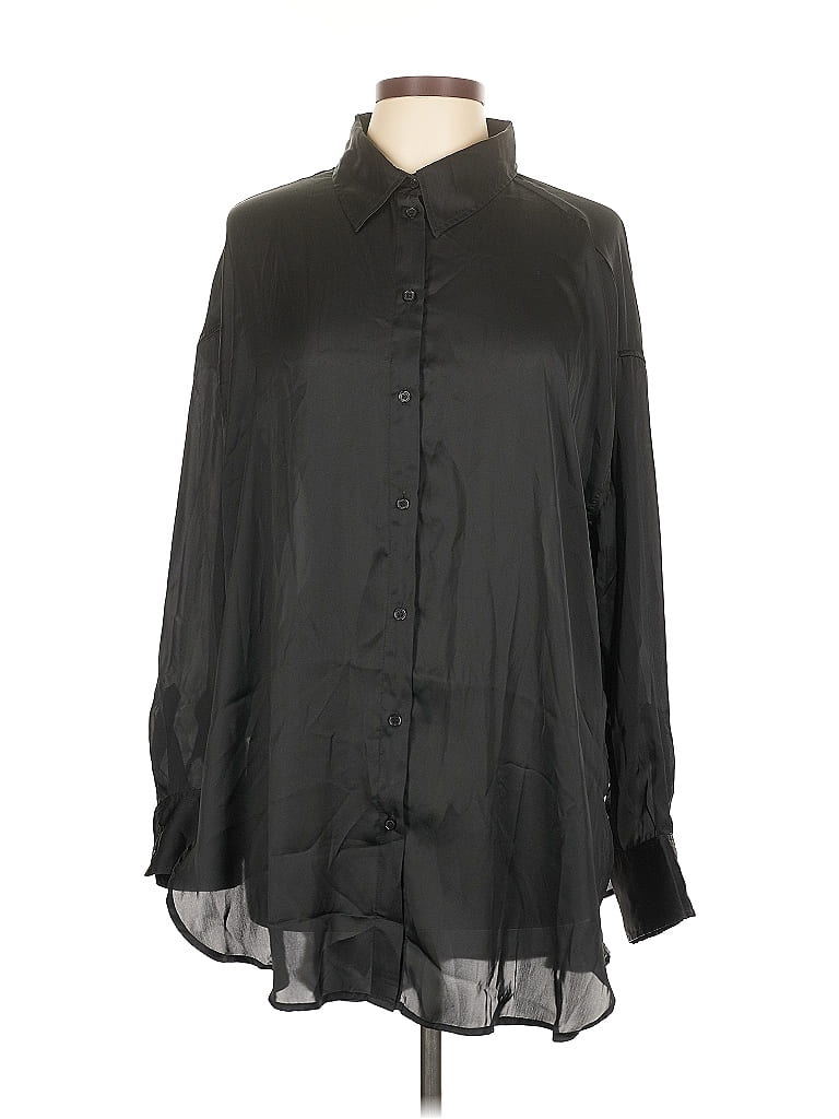 Pre-owned H&m Long Sleeve Blouse In Black