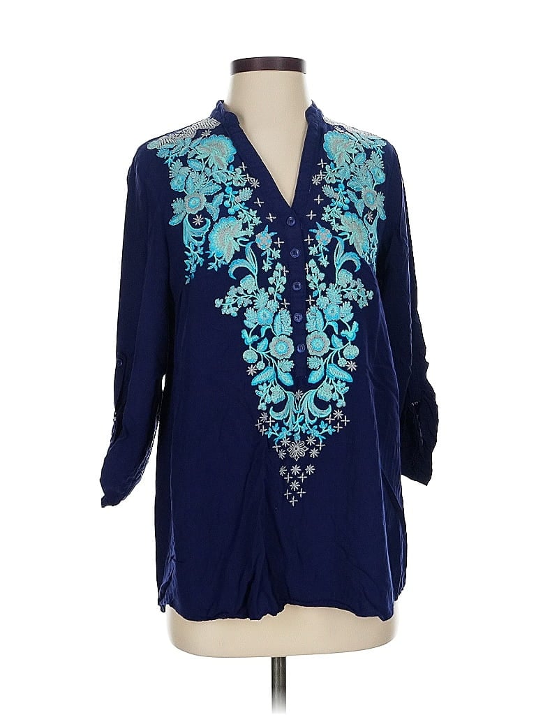 Click to view more detailed imagery on our partner's website Pre-owned Solitaire 3/4 Sleeve Blouse In Blue