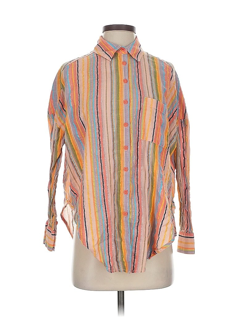 Pre-owned Pilcro Long Sleeve Button Down Shirt In Orange