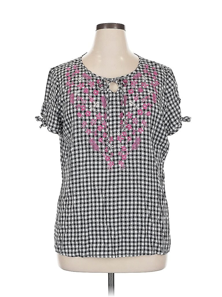 Pre-owned Christopher & Banks Short Sleeve Blouse In Gray