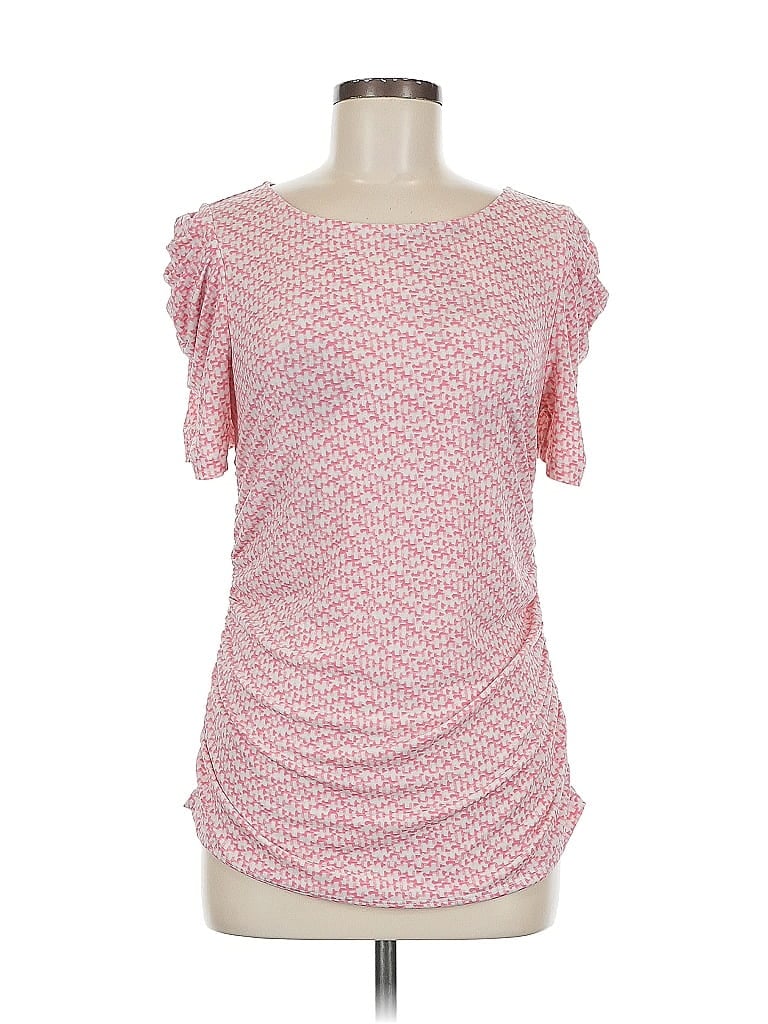 Pre-owned Dkny Short Sleeve Top Pink Sweetheart Neckline Tops