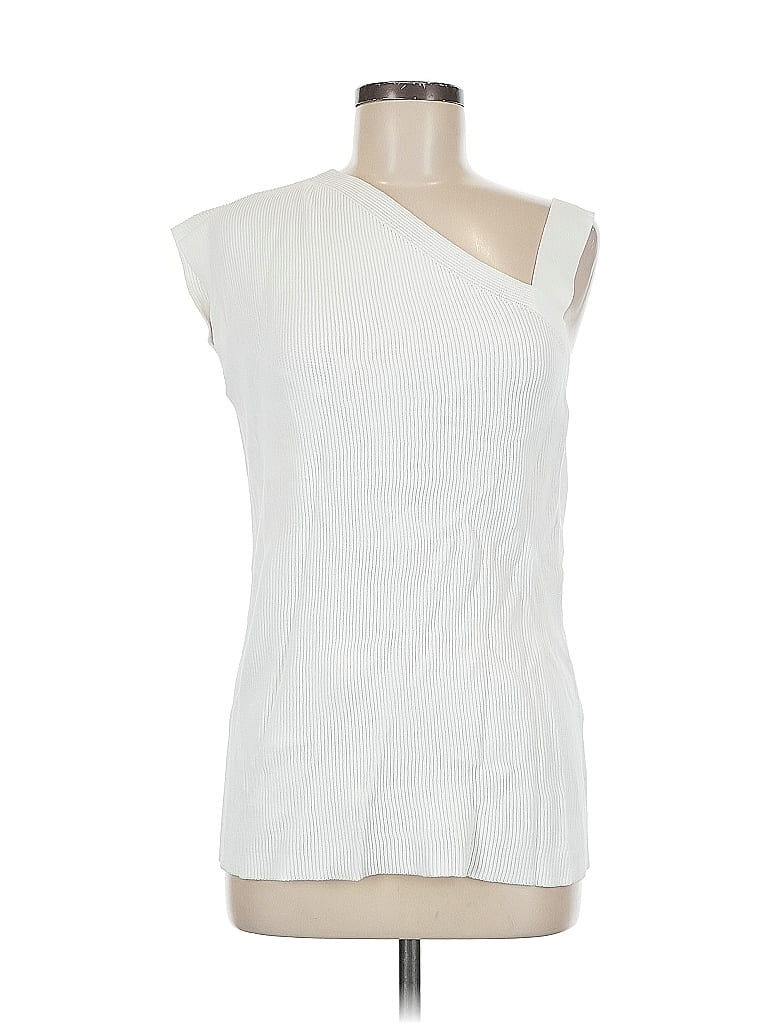 Pre-owned Black Label By Chico's Sleeveless Blouse In White