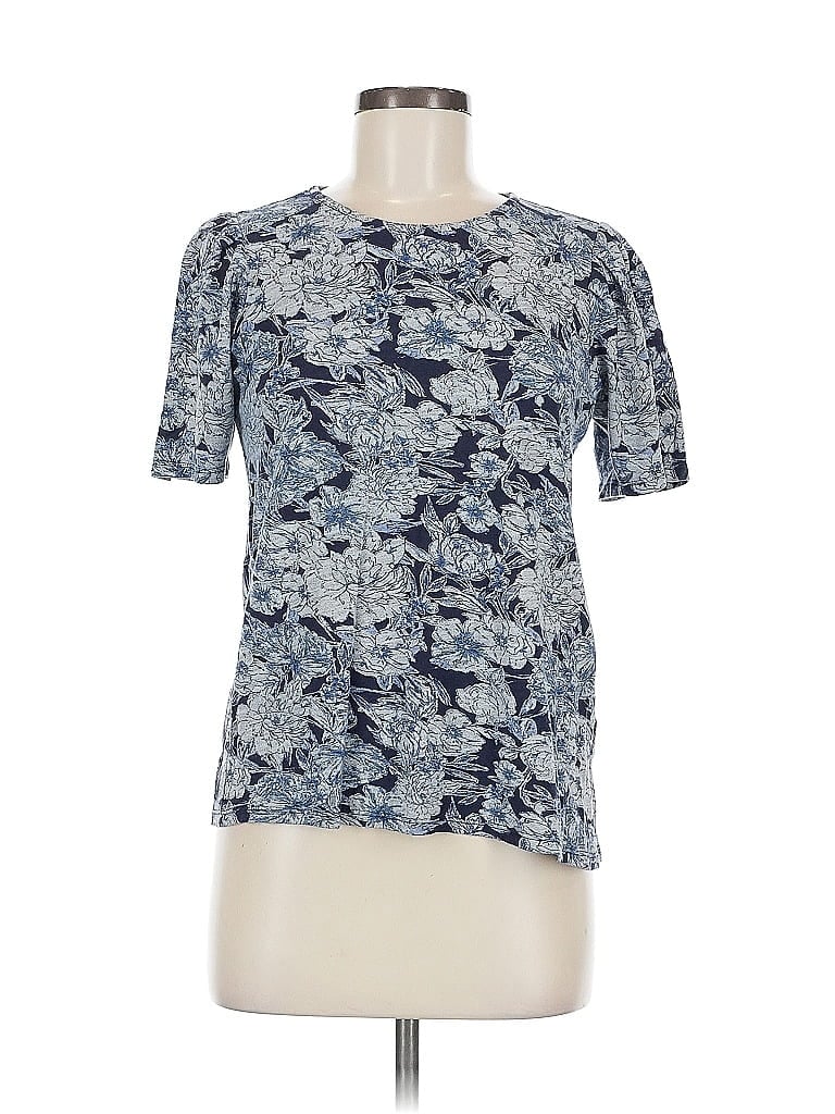 Pre-owned Lucky Brand Short Sleeve Blouse In Blue