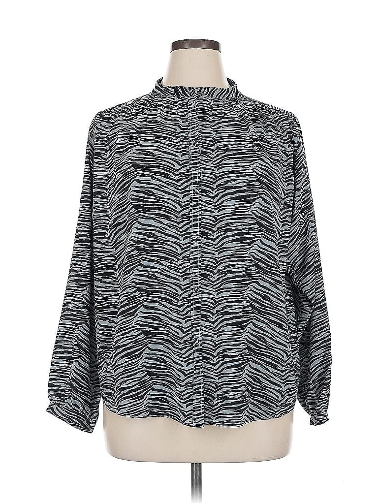 Pre-owned La Vie Rebecca Taylor Long Sleeve Blouse In Silver