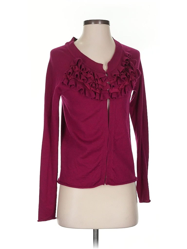 Pre-owned Banana Republic Wool Cardigan Sweater In Burgundy