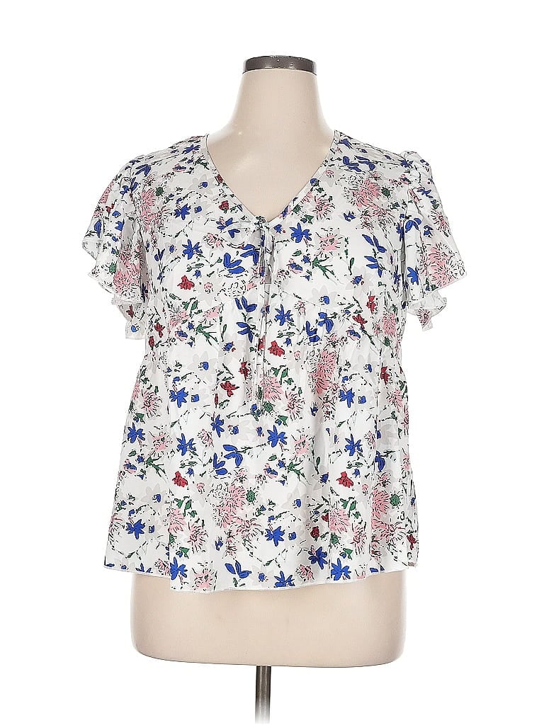 SHEIN CURVE Pre-owned Short Sleeve Blouse In White