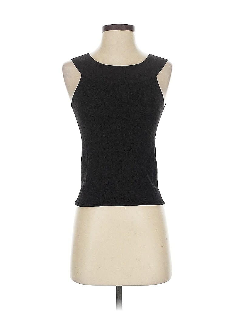 Pre-owned Giorgio Armani Sleeveless Top Black Keyhole Neckline Tops