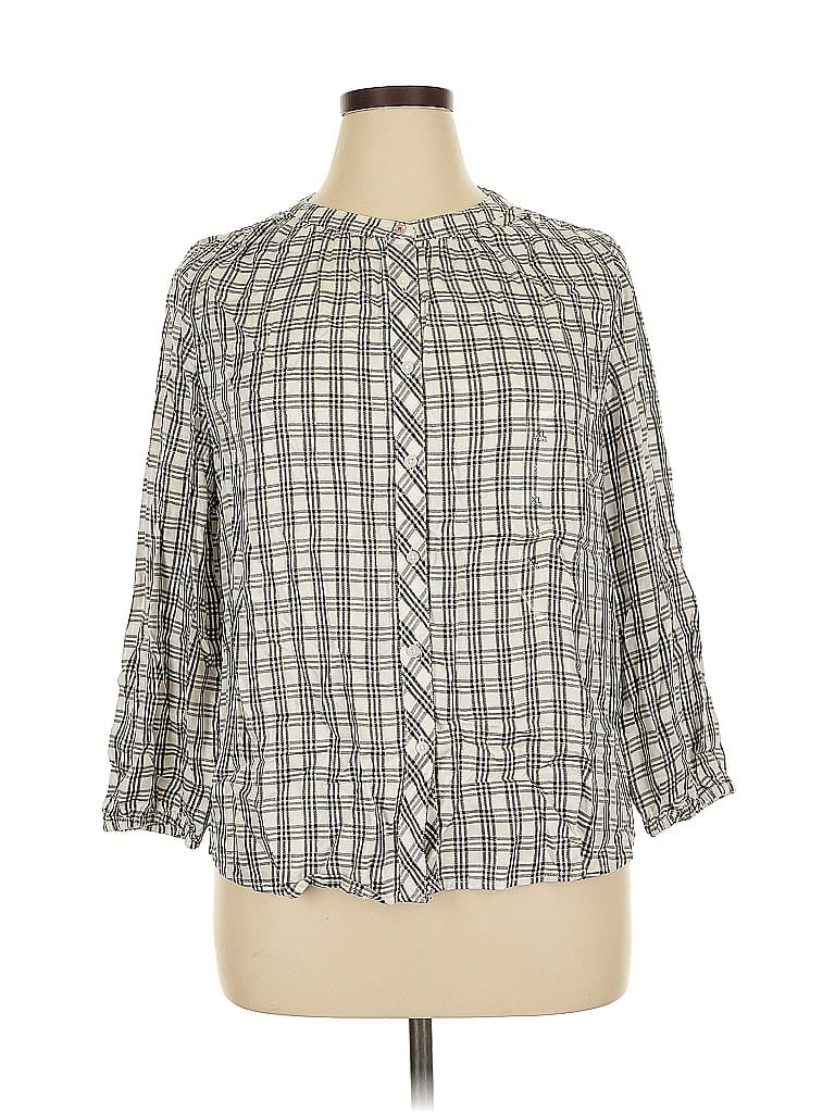 Pre-owned Tommy Hilfiger 3/4 Sleeve Blouse In Gray