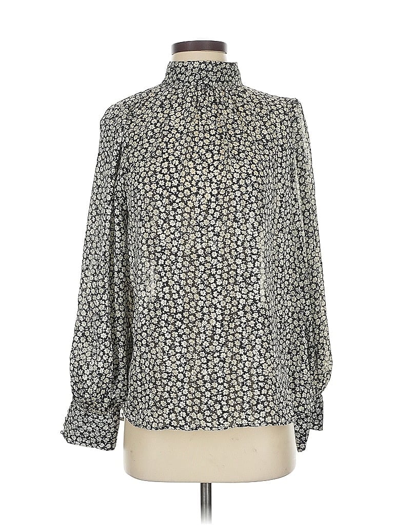 Pre-owned H&m Long Sleeve Blouse In Silver