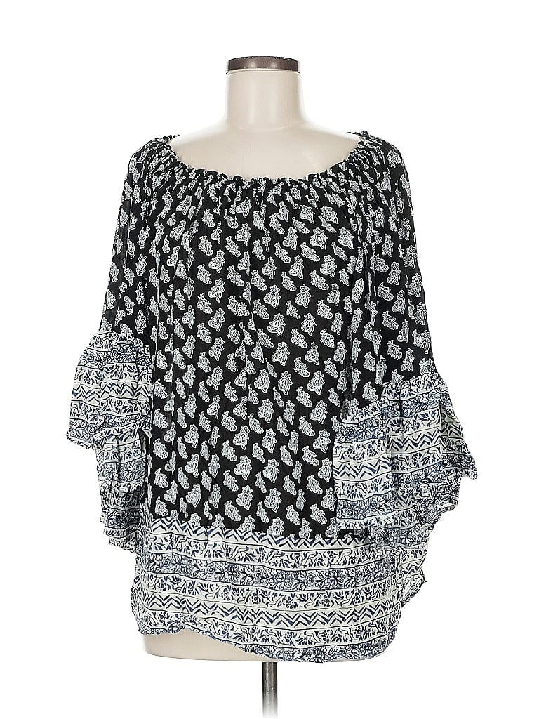 Pre-owned Vintage Havana 3/4 Sleeve Blouse In Black