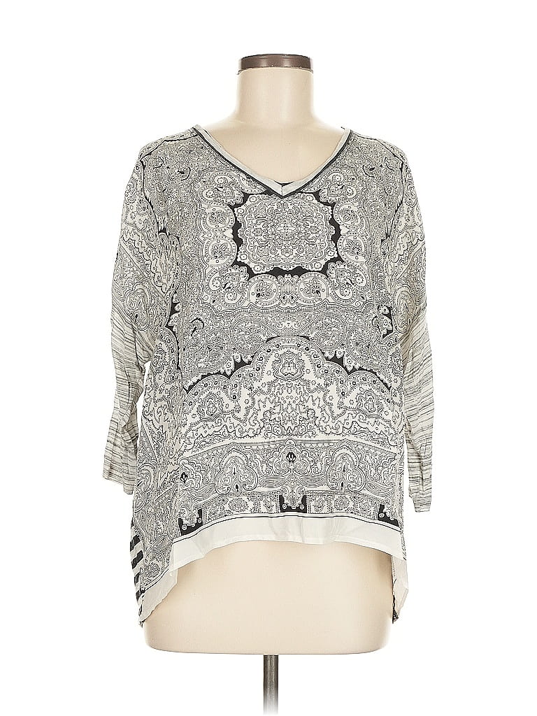 Pre-owned Cabi 3/4 Sleeve Silk Top Black V Neck Tops