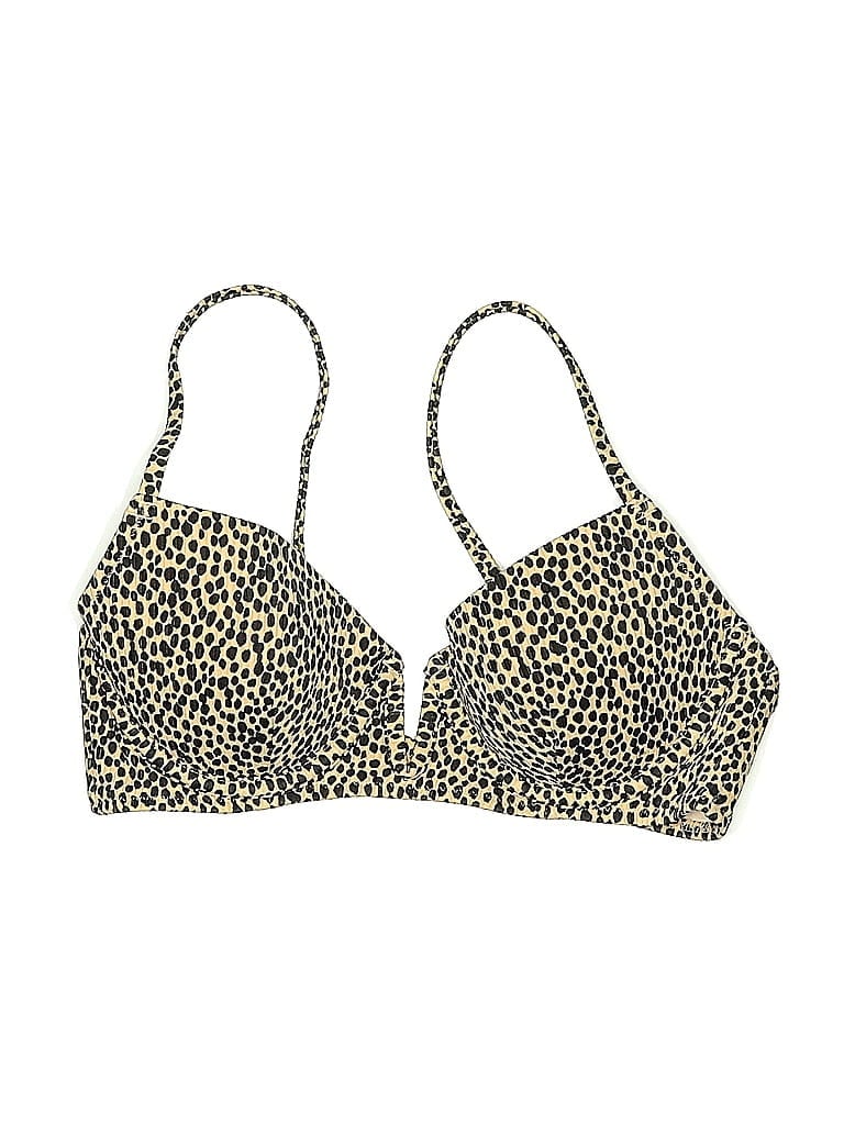 Pre-owned Shade & Shore Swimsuit Top Black Animal Print Pattern Swimwear