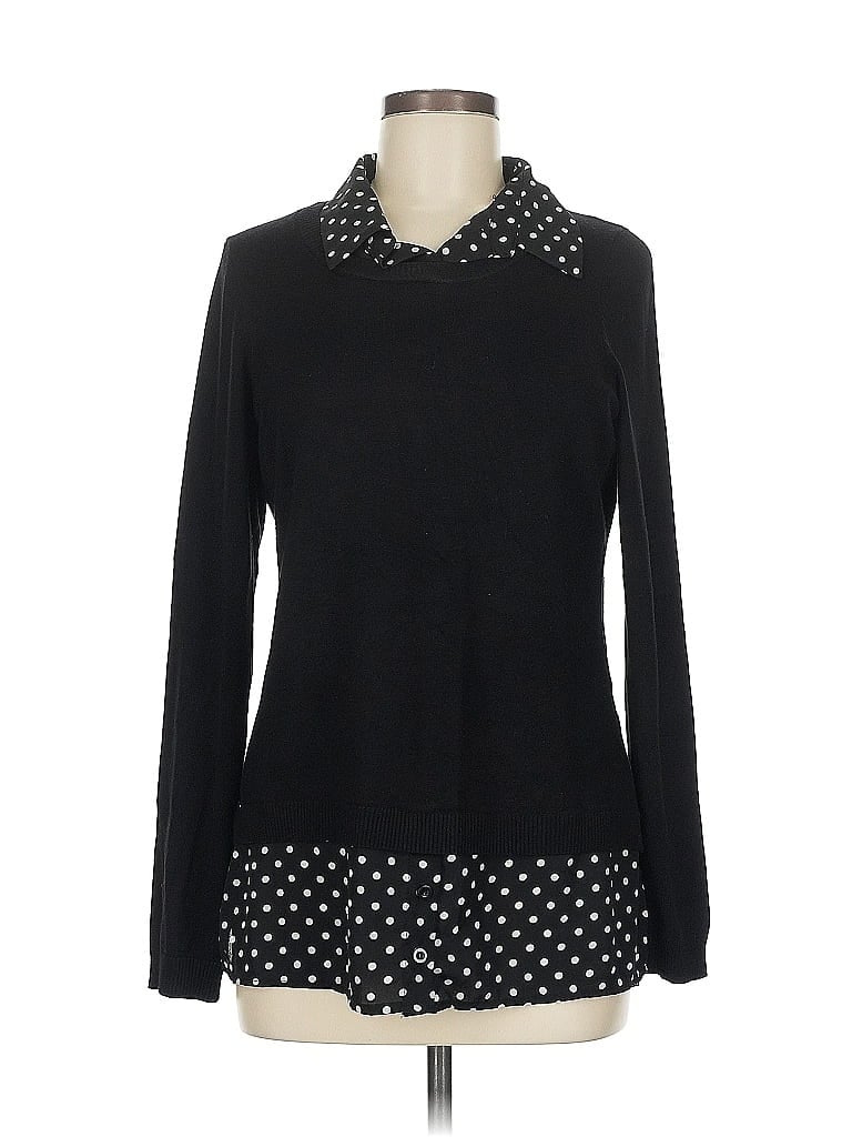 Pre-owned Adrianna Papell Long Sleeve Blouse In Black