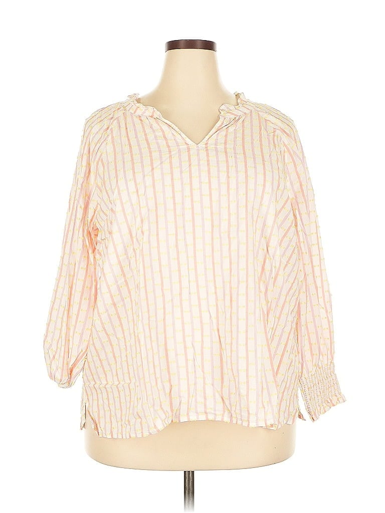 Pre-owned Talbots 3/4 Sleeve Blouse In White