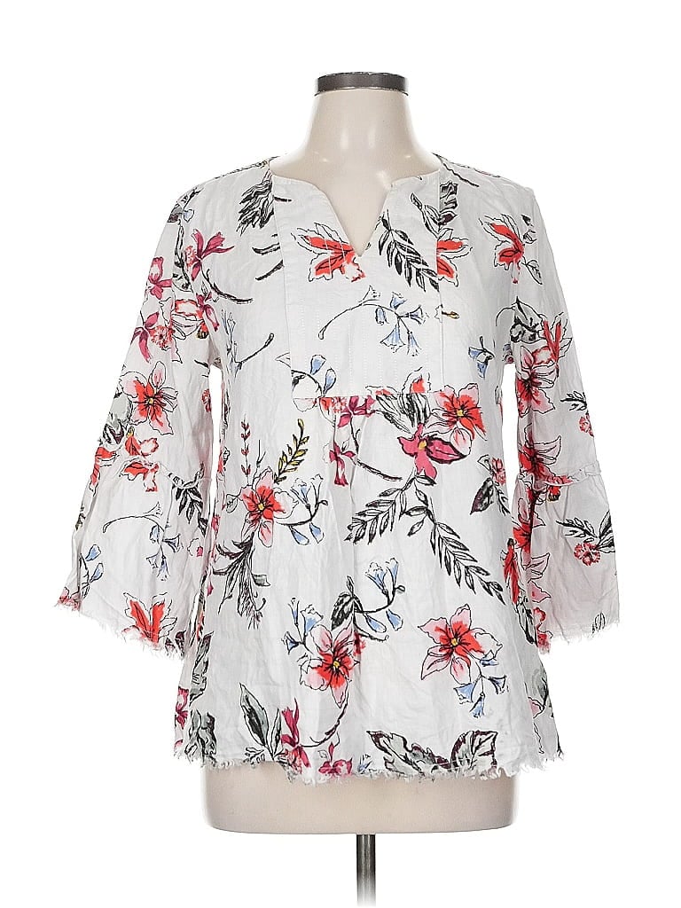 Pre-owned John Mark 3/4 Sleeve Blouse In White