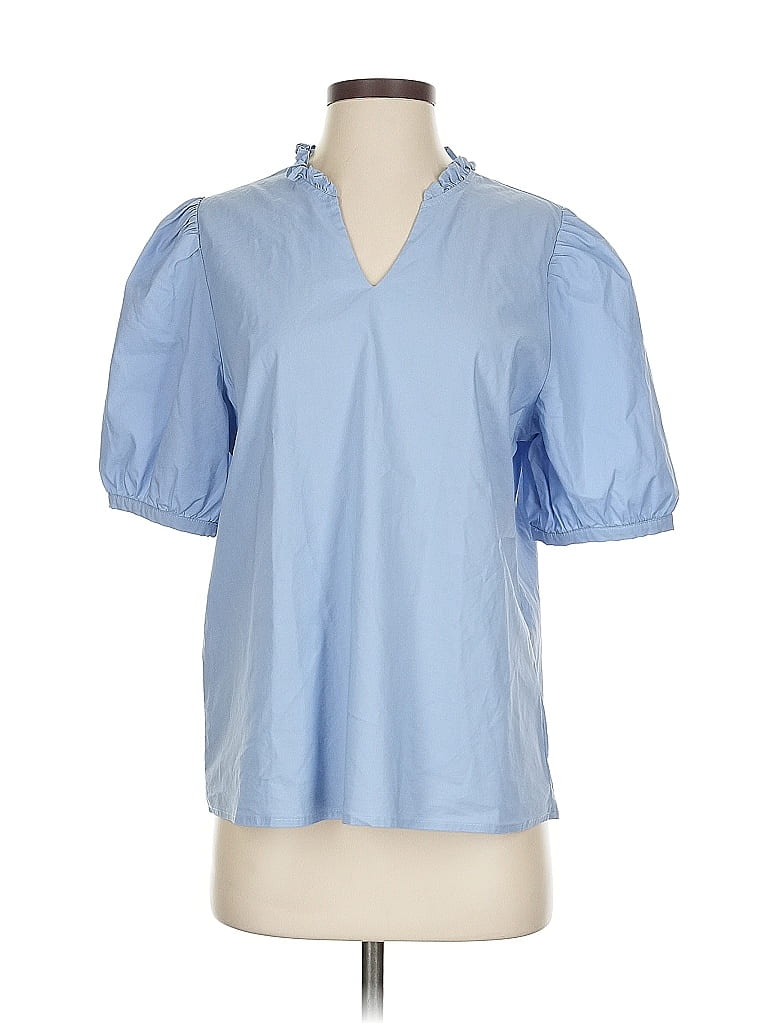 Pre-owned Unbranded Short Sleeve Blouse In Blue