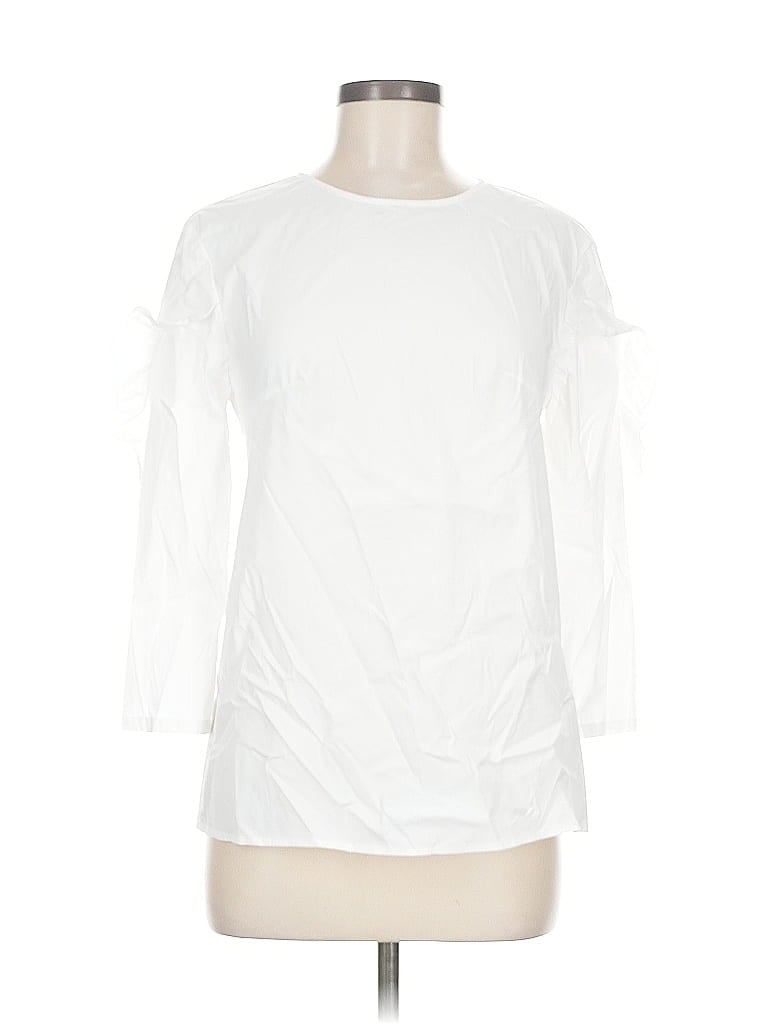 Pre-owned J. Mclaughlin Long Sleeve Top White Crew Neck Tops