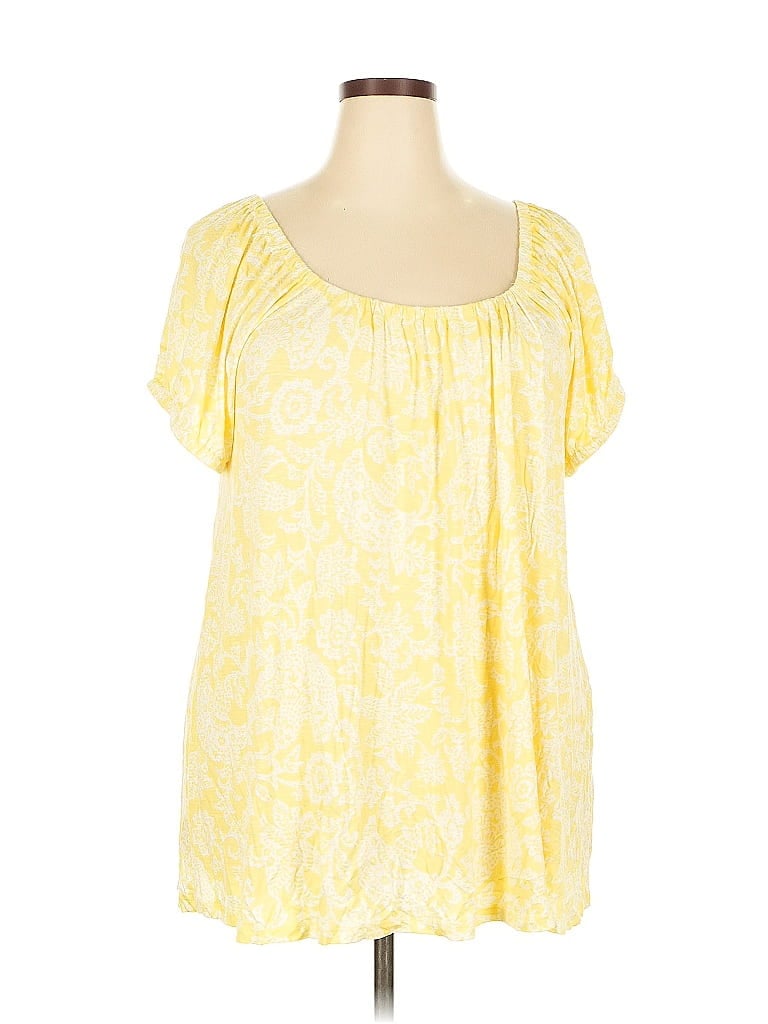 Pre-owned Lane Bryant Short Sleeve Blouse In Yellow
