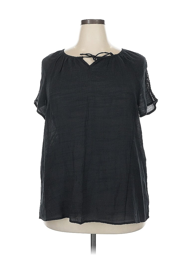 Pre-owned Kim Rogers Short Sleeve Blouse In Black