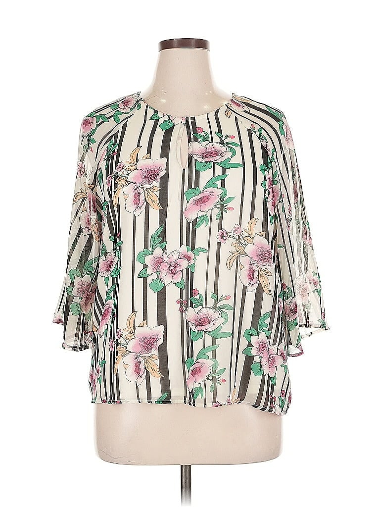 Pre-owned Charming Charlie 3/4 Sleeve Blouse In White