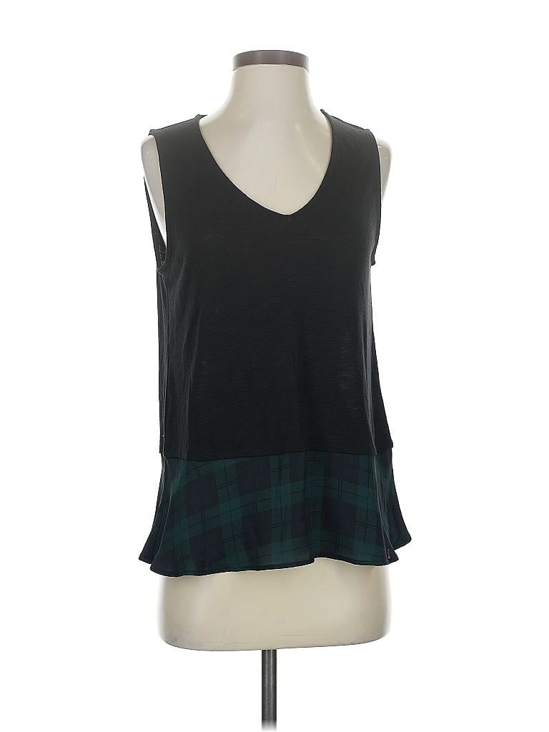 Pre-owned J.crew Factory Store Tank Top Black Plunge Neckline Tops