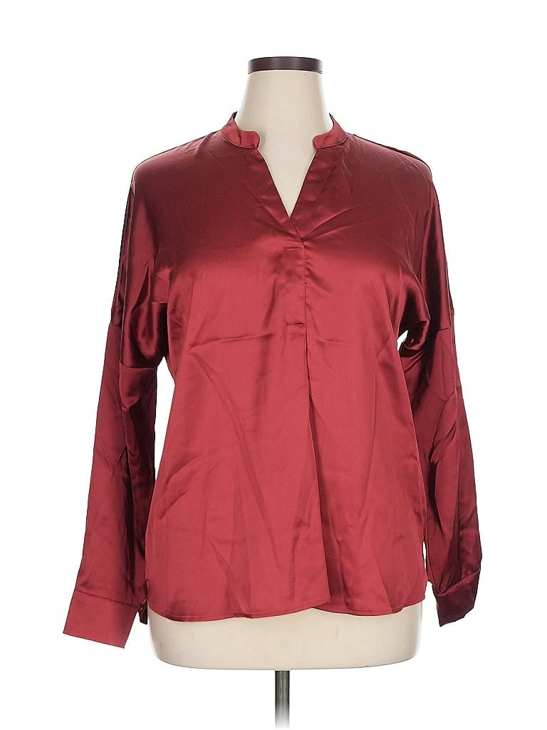Pre-owned Nicole Miller Long Sleeve Blouse In Burgundy