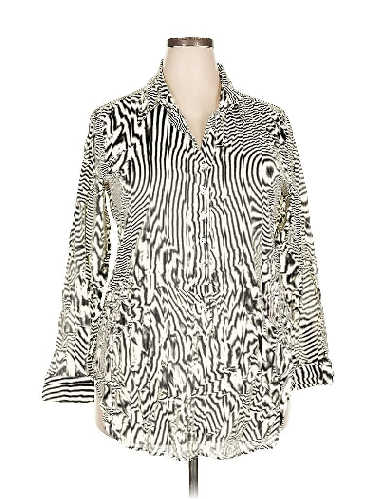 Pre-owned Coldwater Creek 3/4 Sleeve Button Down Shirt In Gray