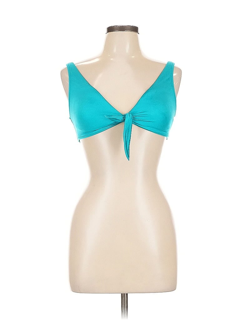 Pre-owned Seafolly Tank Top Teal Plunge Neckline Tops In Blue