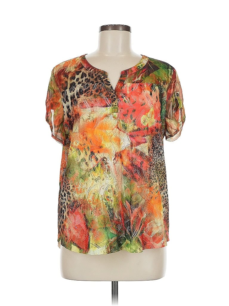 CHICO'S Pre-owned Short Sleeve Blouse In Orange