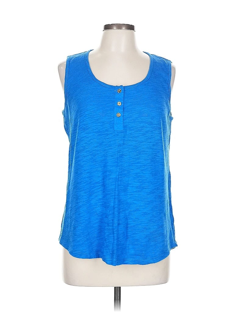 Pre-owned Jones New York Signature Sleeveless Top Blue Scoop Neck Tops