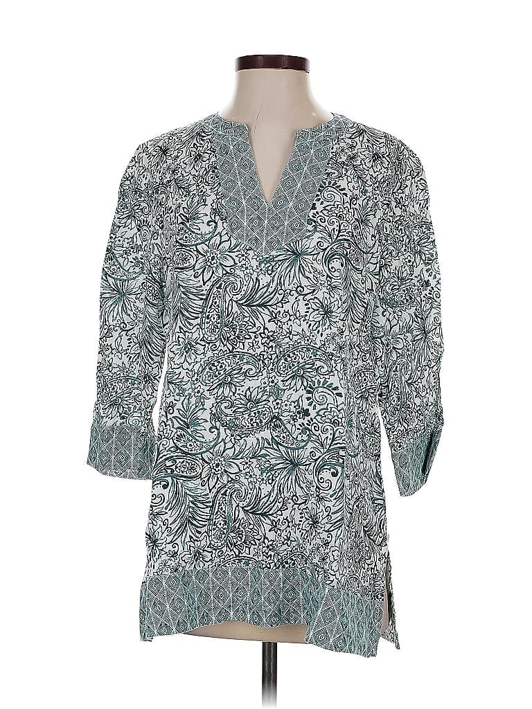 Pre-owned Sigrid Olsen 3/4 Sleeve Blouse In Blue