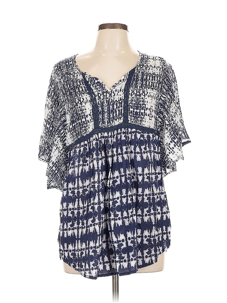 Pre-owned Assorted Brands Short Sleeve Blouse In Blue