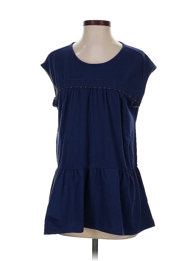 Pre-owned Caslon Short Sleeve Top Blue Scoop Neck Tops