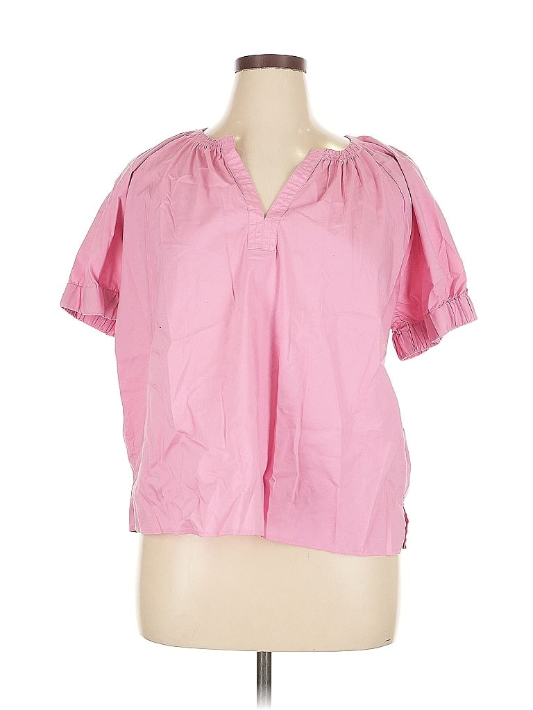 Pre-owned Express Short Sleeve Blouse In Pink