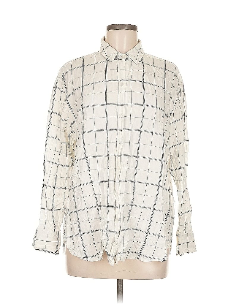 Pre-owned Abercrombie & Fitch Long Sleeve Button Down Shirt In White