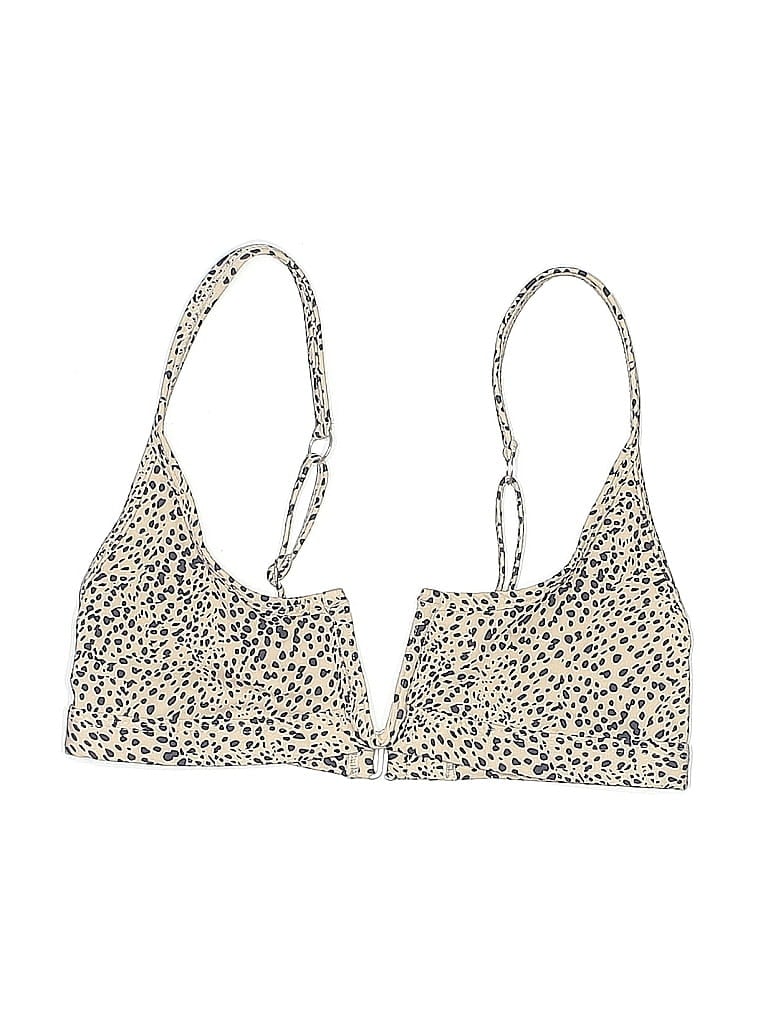 Pre-owned One One Swimsuit Top Ivory Animal Print Pattern Swimwear In White