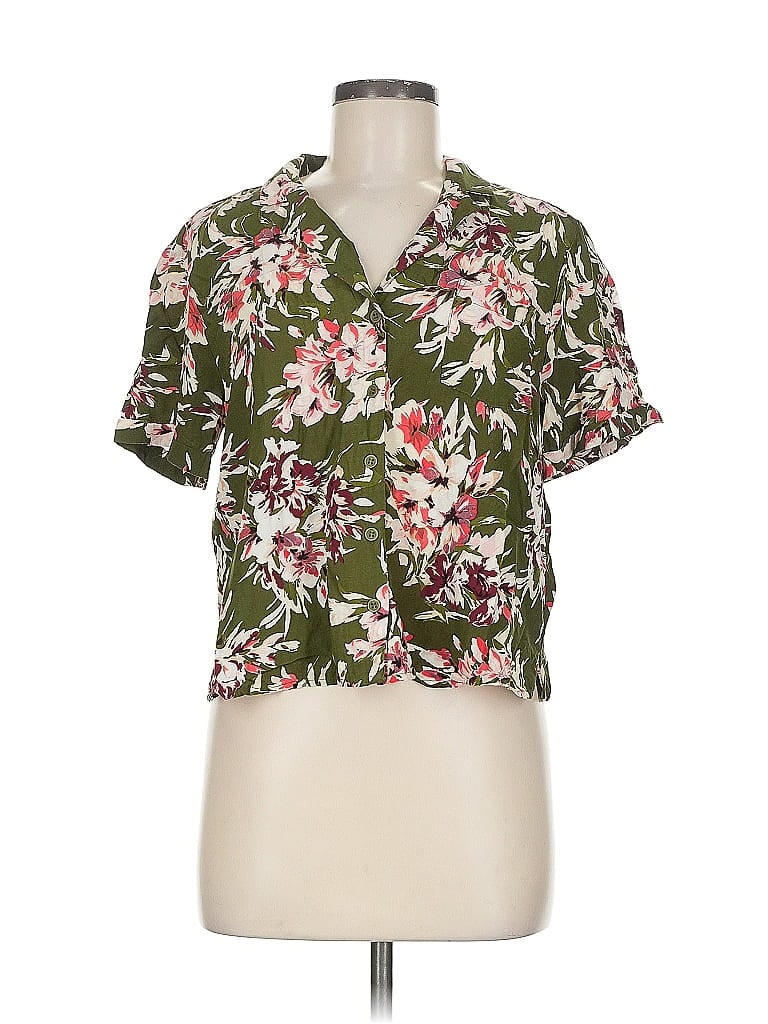 Pre-owned French Connection Short Sleeve Blouse In Green