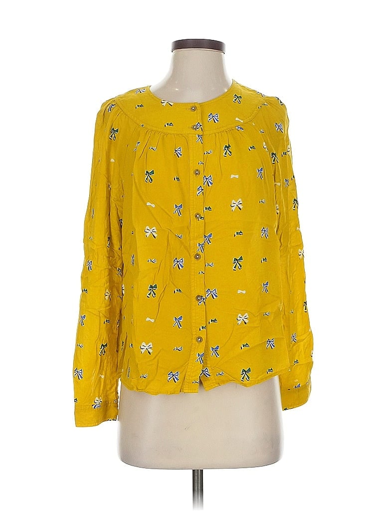 52 CONVERSATIONS BY ANTHROPOLOGIE Pre-owned Long Sleeve Blouse In Yellow